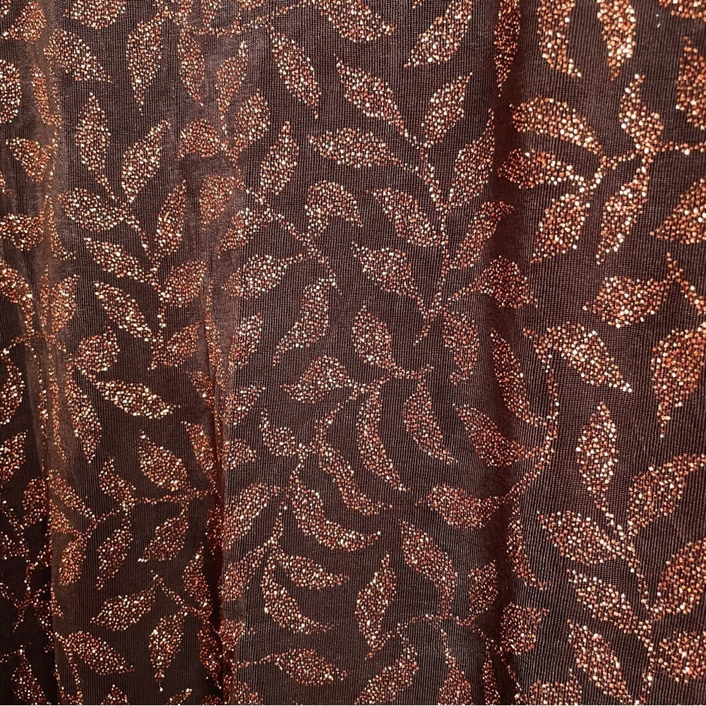 Vintage August Max Brown & Gold Leaf Patterned Long Sleeve Blouse Size 18W - Picture 5 of 14